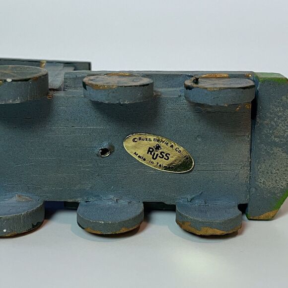 Vintage Christmas Lot 4 Painted Wood Ornaments Nutcracker Train Sled Drummer - Picture 5 of 16